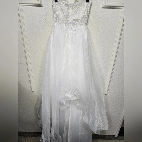 Lulus Mine, All Mine White Embroidered Organza Strapless A-Line Gown Wedding - Picture 12 of 13
